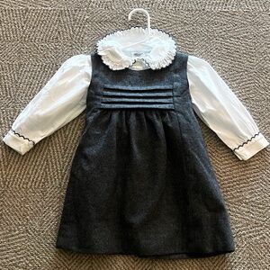 Baroni Girls Grey Sleeveless Dress with Button Down Blouse